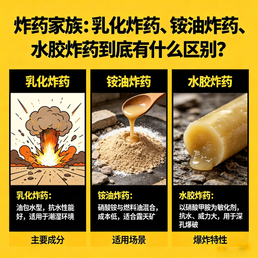 金川炸药家族：乳化炸药、铵油炸药、水胶炸药到底有什么区别？